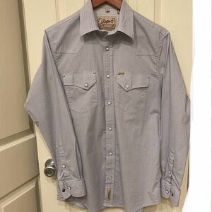 Rafter C Cowboy Collection Pro Flex Snap Button LS Shirt w Classic Collar EUC